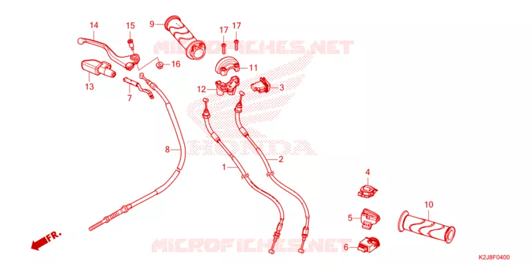 LEVIER DE GUIDON - CABLE - COMMODO Honda MOTO 110 WAVE 2022  AFS110MSFN