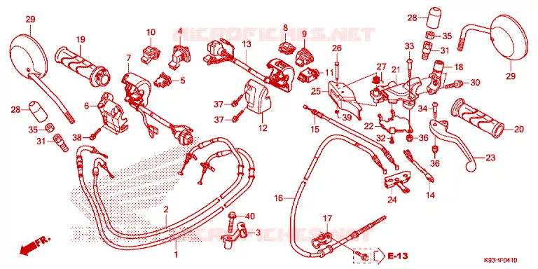 LEVIER DE GUIDON - CABLE - COMMODO Honda SCOOTER 110 SCOOPY 2020  ACF110BTK_2TH
