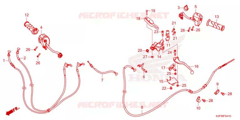 LEVIER DE GUIDON - CABLE - COMMODO Honda SCOOTER 110 SCOOPY 2021  ACF110BTM