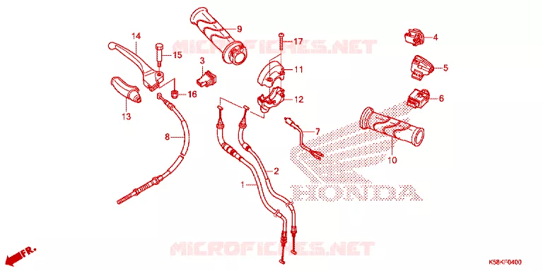 LEVIER DE GUIDON - CABLE - COMMODO Honda MOTO 110 WAVE 2019  AFS110KDFK