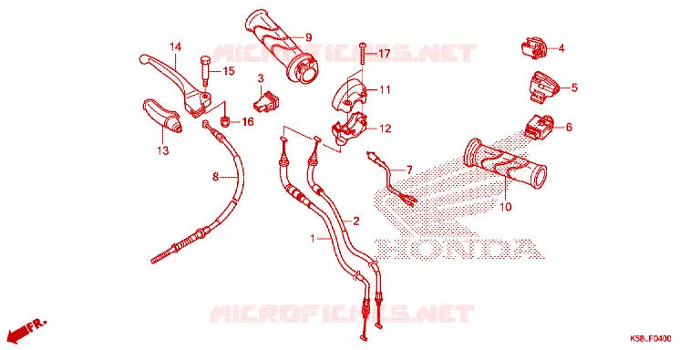 LEVIER DE GUIDON - CABLE - COMMODO Honda MOTO 110 WAVE 2020  AFS110KSFL