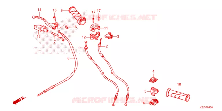 LEVIER DE GUIDON - CABLE - COMMODO Honda MOTO 110 WAVE 2021  AFS110MCFM
