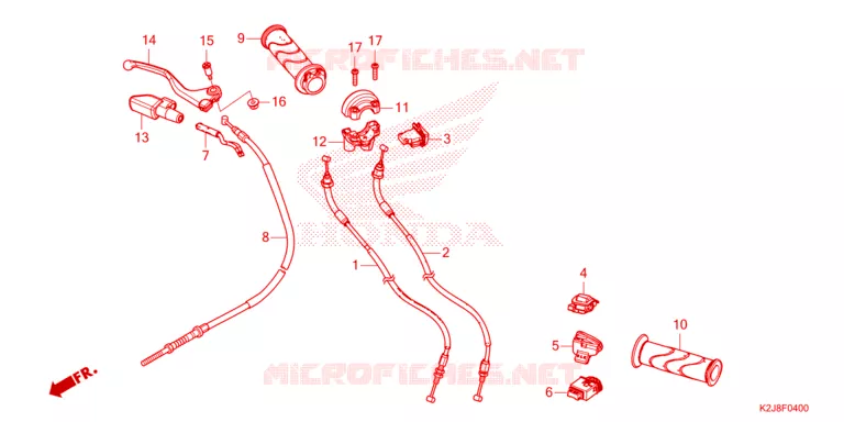 LEVIER DE GUIDON - CABLE - COMMODO Honda MOTO 110 WAVE 2022  AFS110MCFN