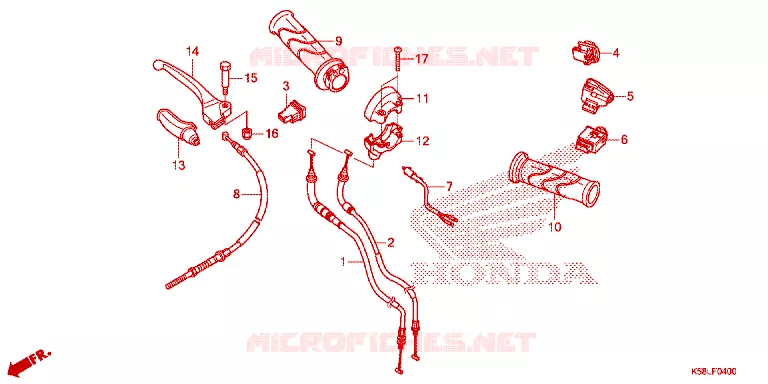 LEVIER DE GUIDON - CABLE - COMMODO Honda MOTO 110 WAVE 2019  AFS110MSFK