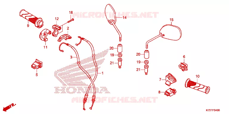 COMMODOS - POIGNEES - CABLES - MIROIR Honda MOTO 125 WAVE 2020  AFS125CSFL
