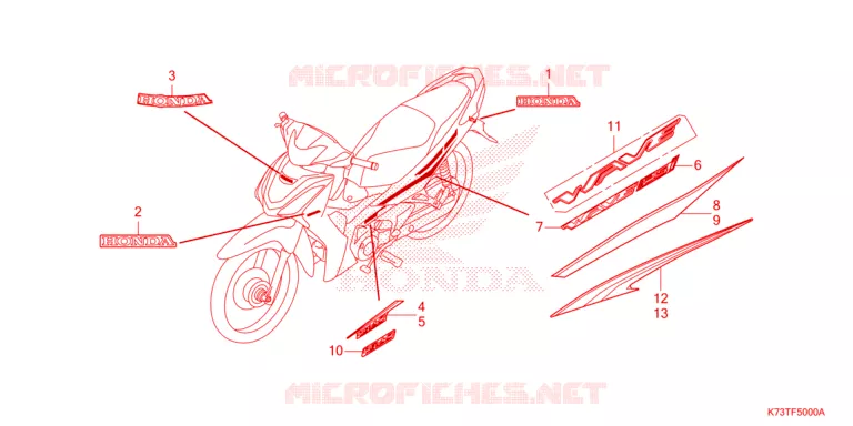 AUTOCOLLANTS Honda MOTO 125 WAVE 2021  AFS125CSFM