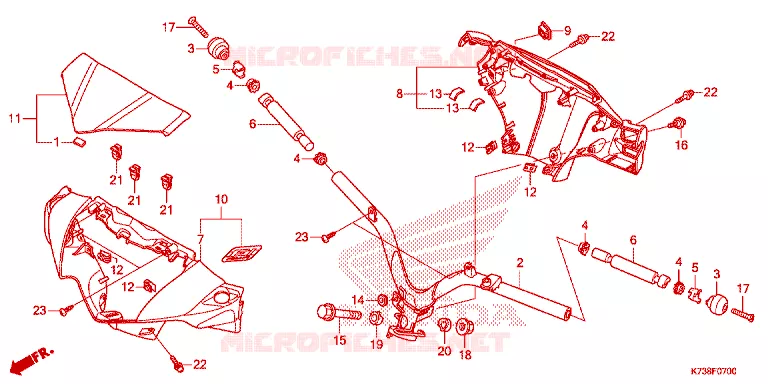 GUIDON - CARENAGE Honda MOTO 125 WAVE 2016  AFS125MSFG