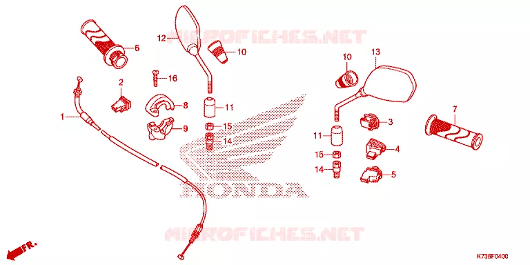 COMMODOS - POIGNEES - CABLES - MIROIR Honda MOTO 125 WAVE 2017  AFS125MSFH_TH