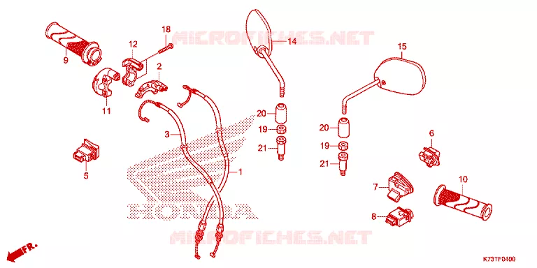 COMMODOS - POIGNEES - CABLES - MIROIR Honda MOTO 125 WAVE 2018  AFS125MSFK