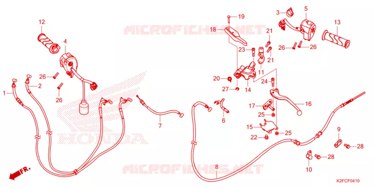LEVIER DE GUIDON - CABLE - COMMODO Honda SCOOTER 110 SCOOPY 2023  ACF110CBTP_2CA