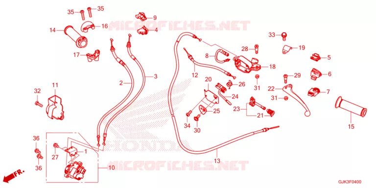 LEVIER DE GUIDON - CABLE - COMMODO Honda SCOOTER 110 SCOOPY 2020  ACF110CBTL