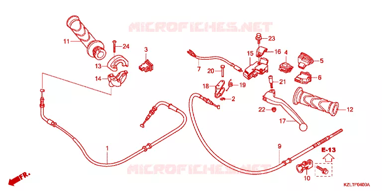 LEVIER DE GUIDON - CABLE - COMMODO Honda SCOOTER 110 SPACY 2012  NSC110SFC