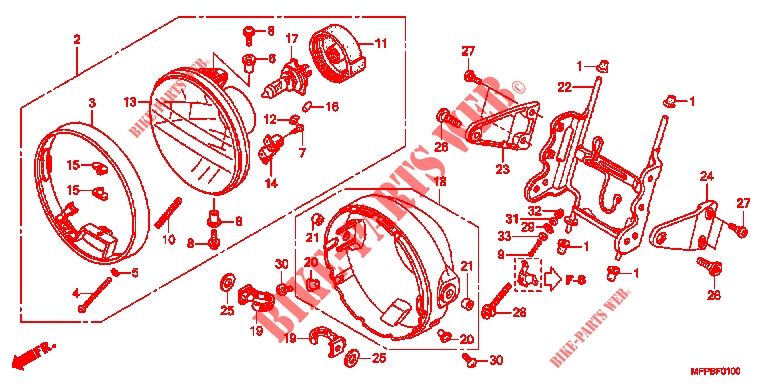 PROJECTEUR (CB1300/A) pour Honda CB 1300 SUPER FOUR ABS de 2011
