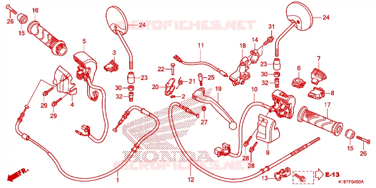 LEVIER DE GUIDON - CABLE - COMMODO Honda SCOOTER 110 SCOOPY 2016  ACF110SFG_4TH