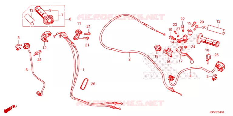 LEVIER DE GUIDON - CABLE - COMMODO Honda MOTO 250 CRF 2025  CRF250RWES