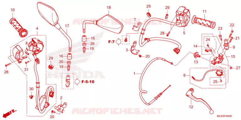 HANDLE SWITCH/GRIP/CABLE/MIRROR Honda MOTO 750 HORNET 2024  CB750AR