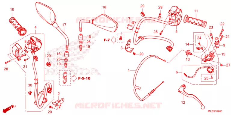 HANDLE SWITCH/GRIP/CABLE/MIRROR Honda MOTO 750 HORNET 2024  CB750AR