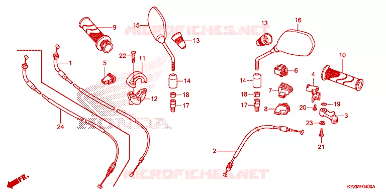 COMMODO - CABLE - RETROVISEUR Honda MOTO 125 FUTURE 2012  AFS125MSD