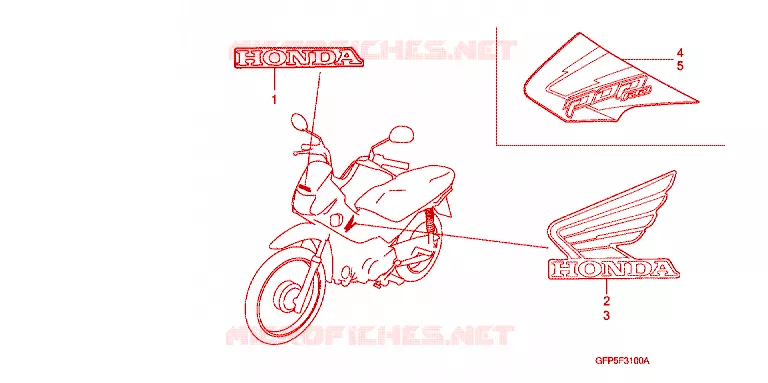 AUTOCOLLANTS Honda MOTO 100 POP 2007  RF1007