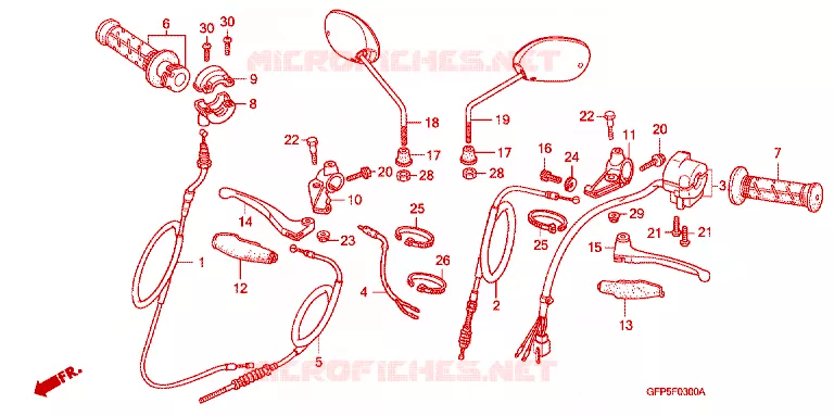COMMODO - LEVIER - CABLE Honda MOTO 100 POP 2009  RF1009