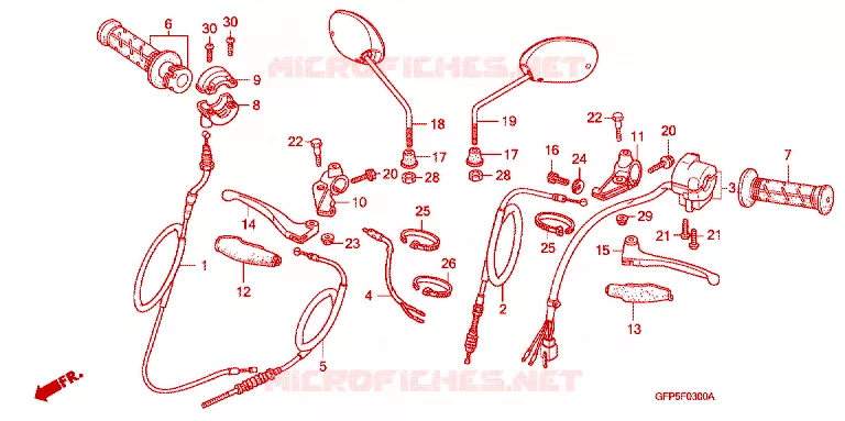 COMMODO - LEVIER - CABLE Honda MOTO 100 POP 2010  RF100A