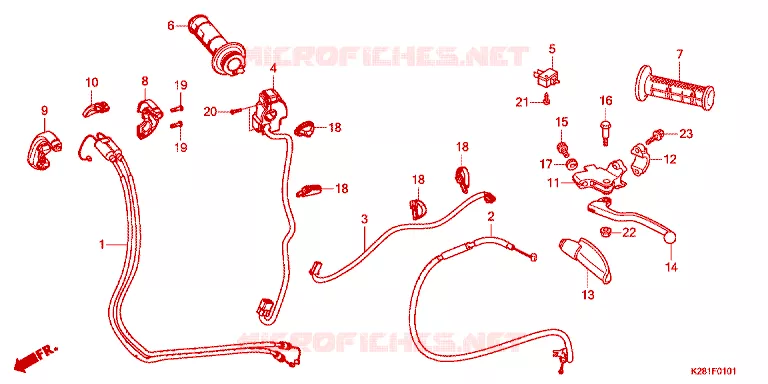 COMMODO - LEVIER - CABLE Honda MOTO 125 CRF 2024  CRF125FBS
