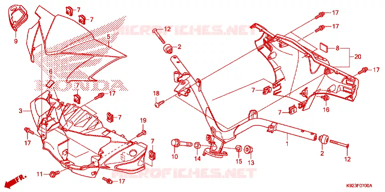 GUIDON - CARENAGE Honda MOTO 110 WAVE 2017  AFS110SPH
