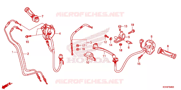 LEVIER DE GUIDON - CABLE - COMMODO Honda MOTO 250 CB 2021  MC250CM