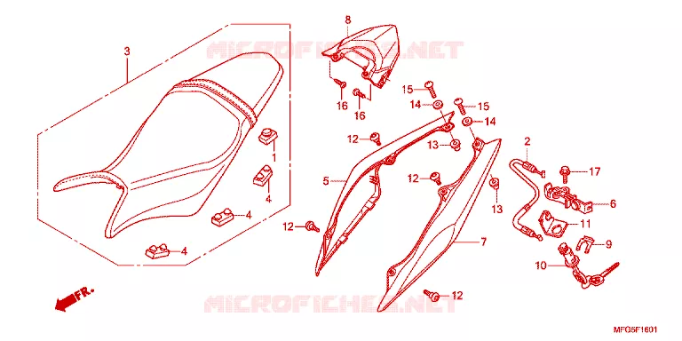 SELLE - CARENAGE ARRIERE Honda MOTO 600 HORNET 2013  CB600FAD_BR