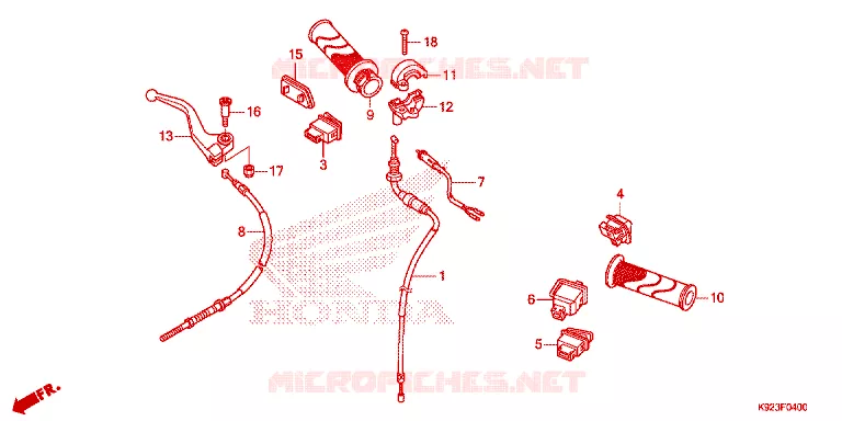 LEVIER DE GUIDON - CABLE - COMMODO Honda MOTO 110 WAVE 2018  AFS110SPH