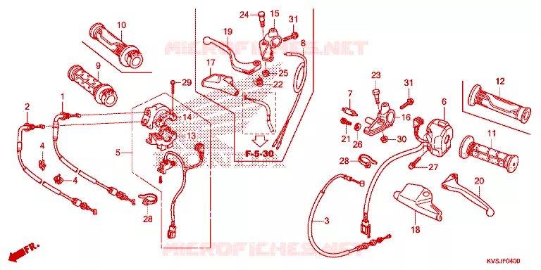 LEVIER DE GUIDON - CABLE - COMMODO Honda MOTO 160 CG 2019  CG160EXK