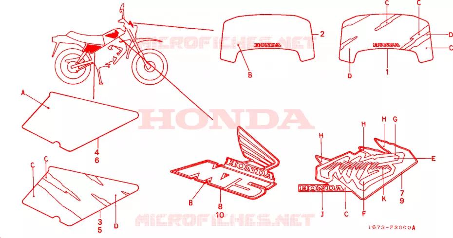 AUTOCOLLANTS Honda MOTO 50 MT 1994  MT50SP