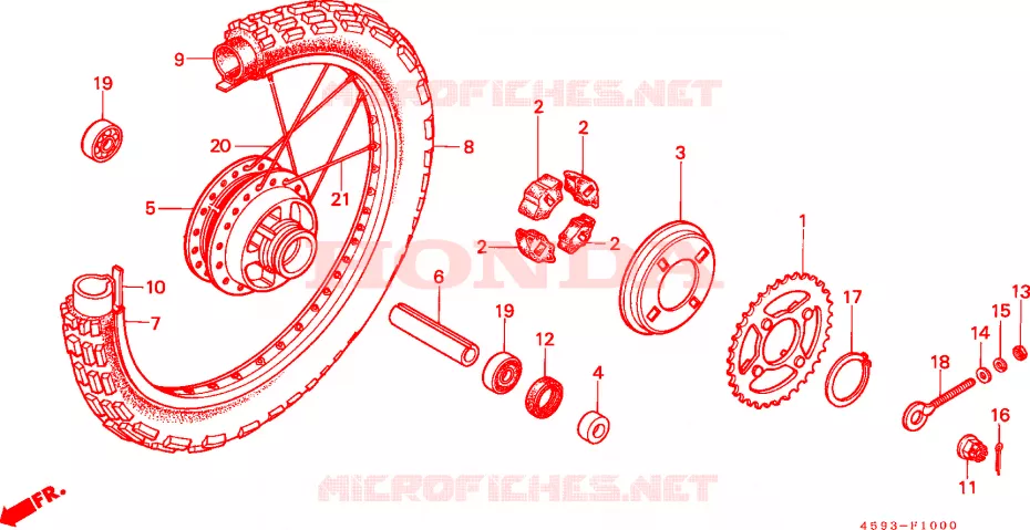 ROUE ARRIERE(1) Honda MOTO 110 CT 1982  CT110C