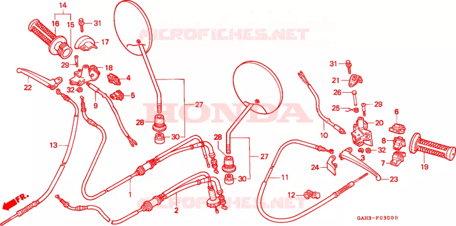 LEVIER DE GUIDON/COMMUTATEUR/CABLE(1) Honda SCOOTER 50 DIO 2000  SK50MY