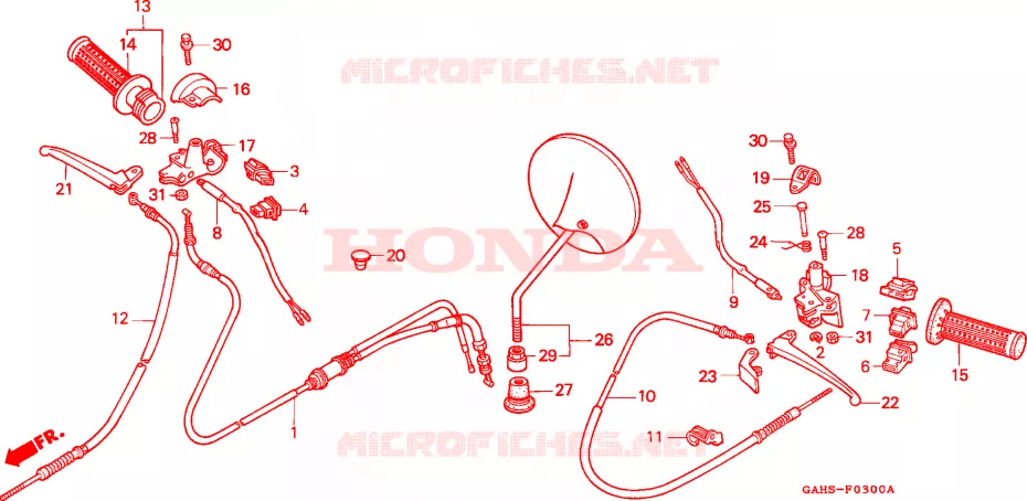 LEVIER DE GUIDON - CABLE - COMMODO Honda SCOOTER 50 DIO 1994  SK50MR