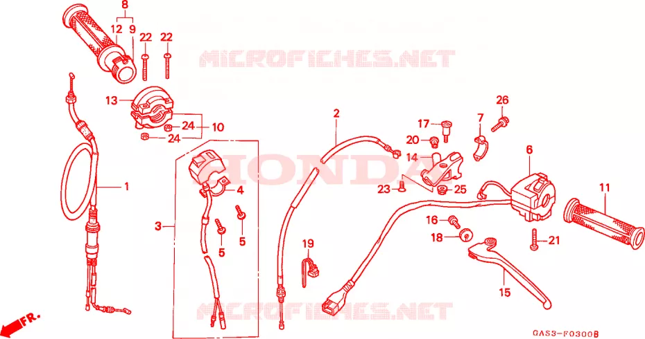 LEVIER DE GUIDON - CABLE - COMMODO Honda MOTO 75 NSR 1995  NSR75R