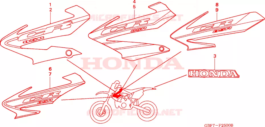 AUTOCOLLANTS Honda MOTO 85 CR 2005  CR85R5