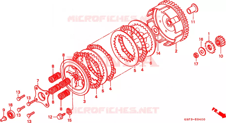 EMBRAYAGE Honda MOTO 80 CR 1998  CR80RW