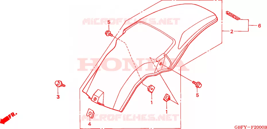 GARDE-BOUE ARRIERE Honda MOTO 80 CR 2002  CR80RB2