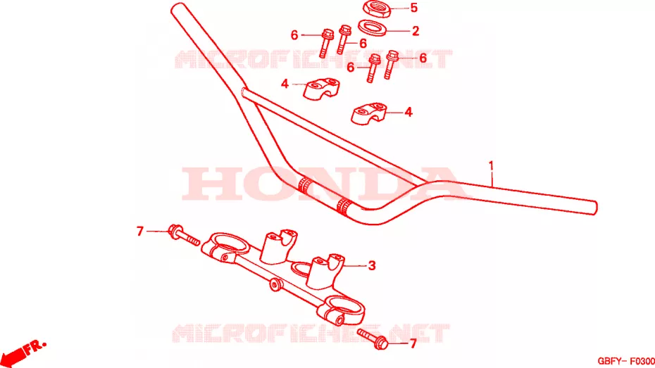 GUIDON - TE DE FOURCHE Honda MOTO 80 CR 2001  CR80RB1