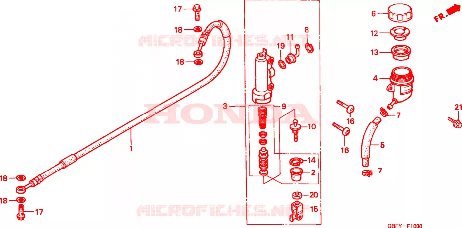 MAITRE-CYLINDRE DE FREIN ARRIERE Honda MOTO 80 CR 2000  CR80RY