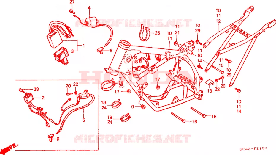 CADRE - BOBINE D'ALLUMAGE Honda MOTO 80 CR 1985  CR80R2F
