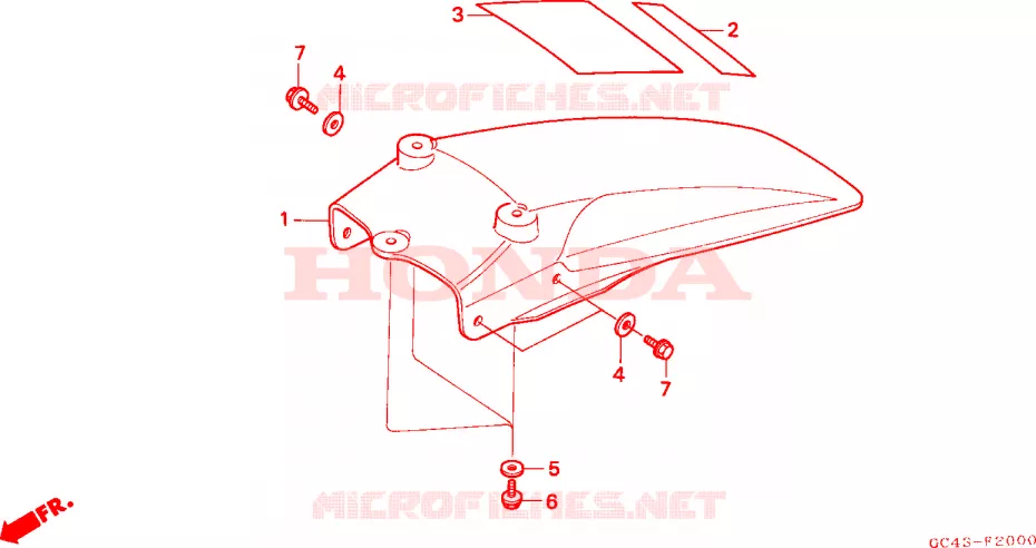 GARDE-BOUE ARRIERE Honda MOTO 80 CR 1988  CR80RJ