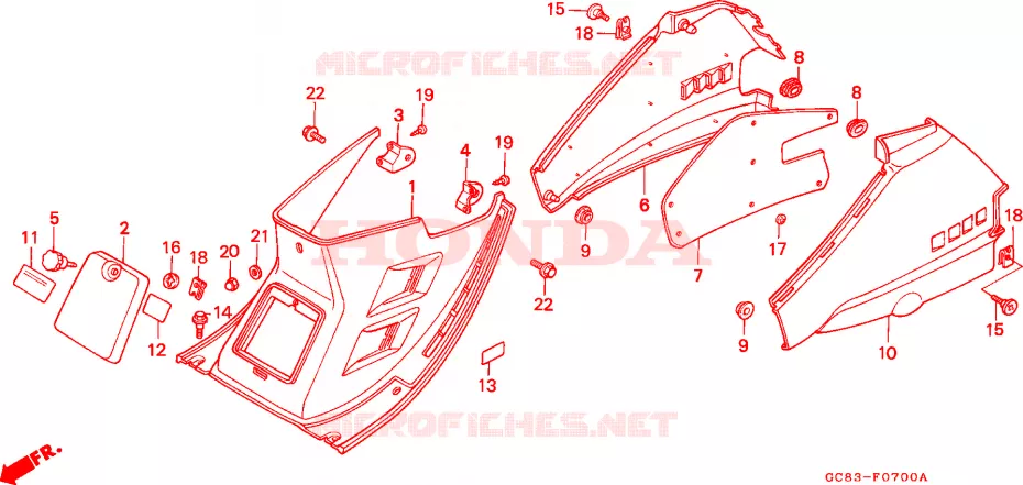 CARENAGES ARRIERE Honda SCOOTER 80 LEAD 1993  NH80MDP
