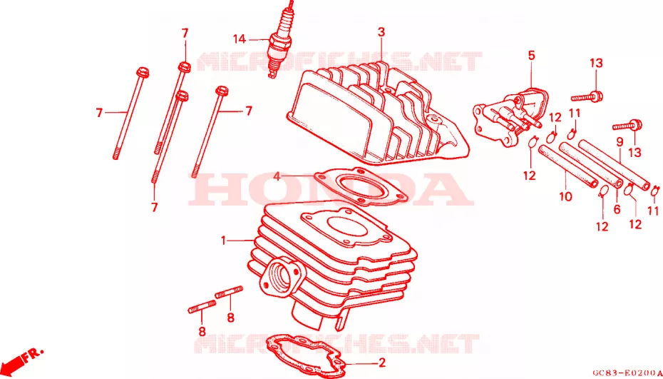 CYLINDRE - CULASSE Honda SCOOTER 80 LEAD 1992  NH80MSN