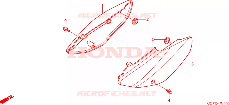 COUVERCLES LATERAUX Honda MOTO 70 CRF 2008  CRF70F8