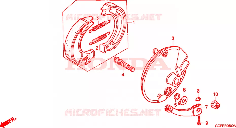 FLASQUE - MACHOIRES DE FREIN AVANT Honda MOTO 70 CRF 2008  CRF70F8
