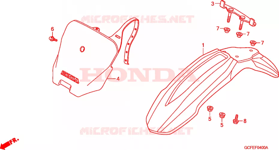 GARDE BOUE AVANT Honda MOTO 50 CRF 2011  CRF70FB