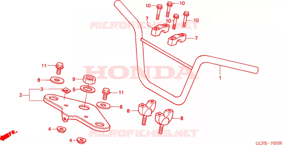 GUIDON - TE DE FOURCHE Honda MOTO 70 CRF 2004  CRF70F4