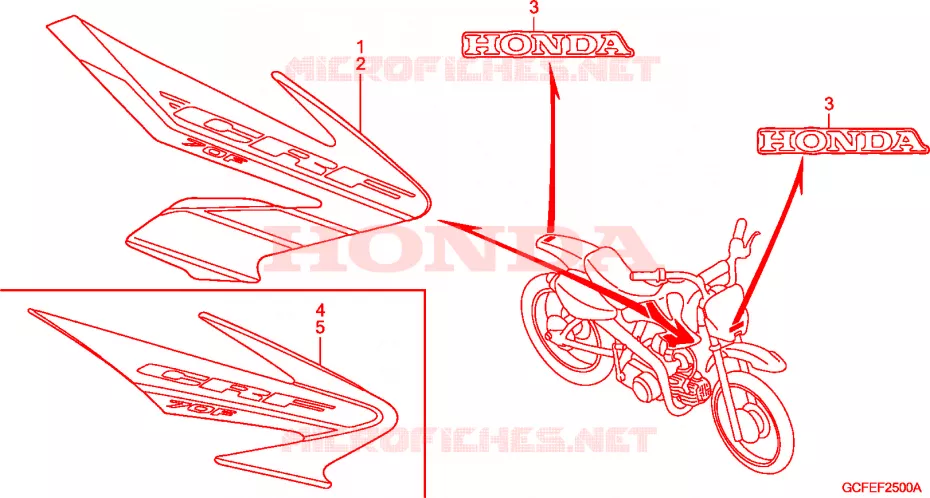 RAYURE/MARQUE(CRF70F4/5) Honda MOTO 70 CRF 2004  CRF70F4